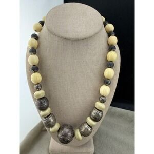 Vintage Chunky Necklace Silver Tone Tribal Beaded 20"